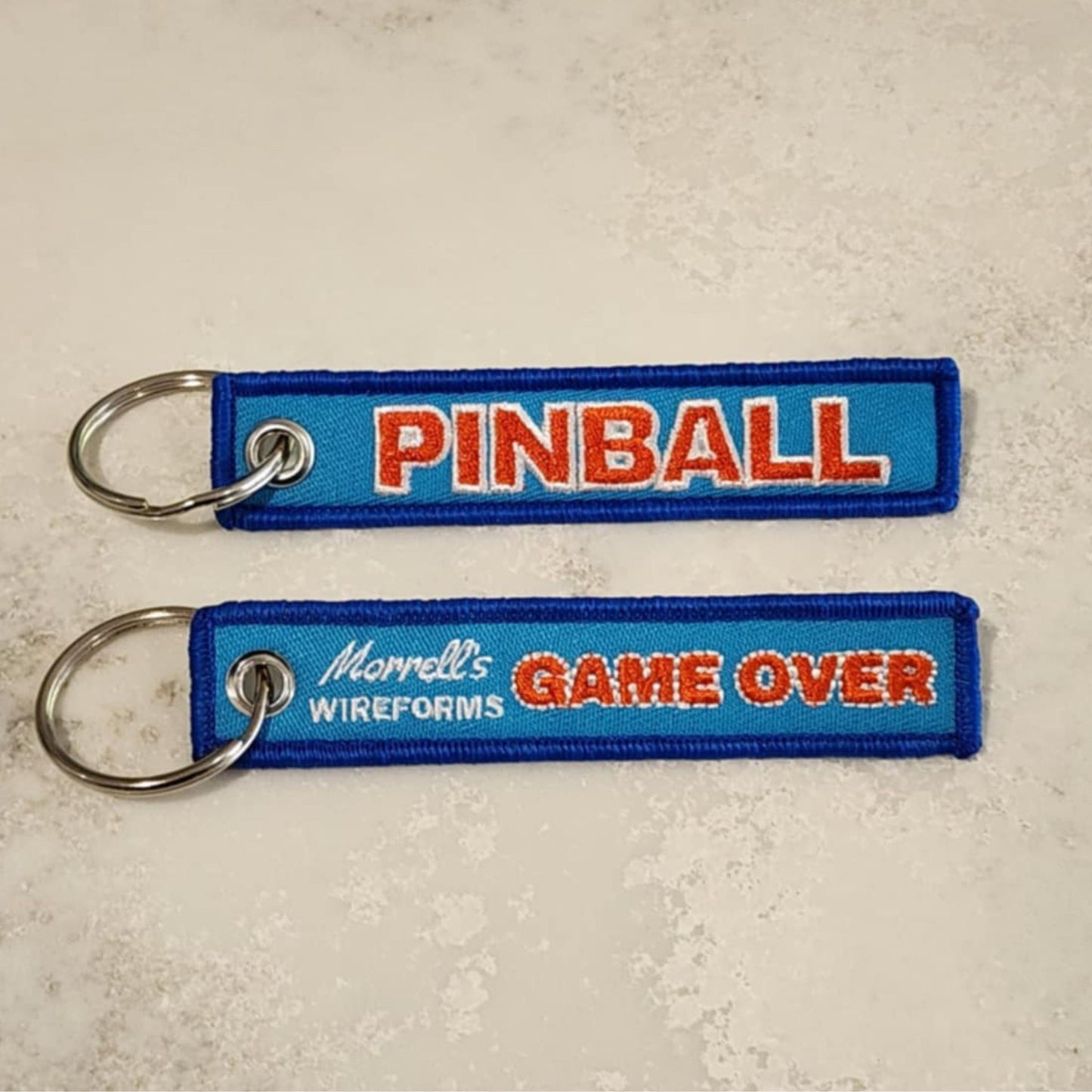 Pinball Key Tag - Mini - Red, Blue & White - Game Over