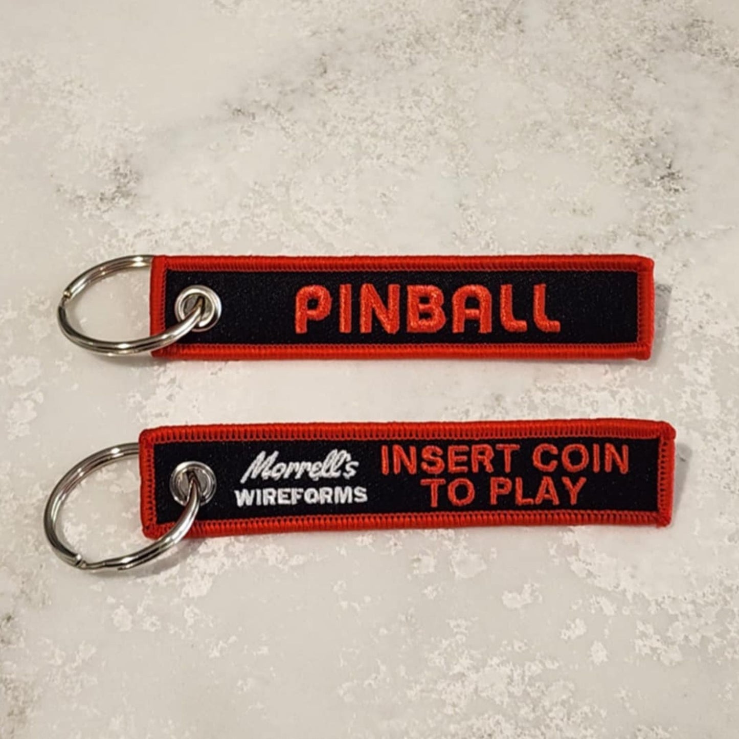 Pinball Key Tag - Mini - Black & Red - Insert Coin to Play