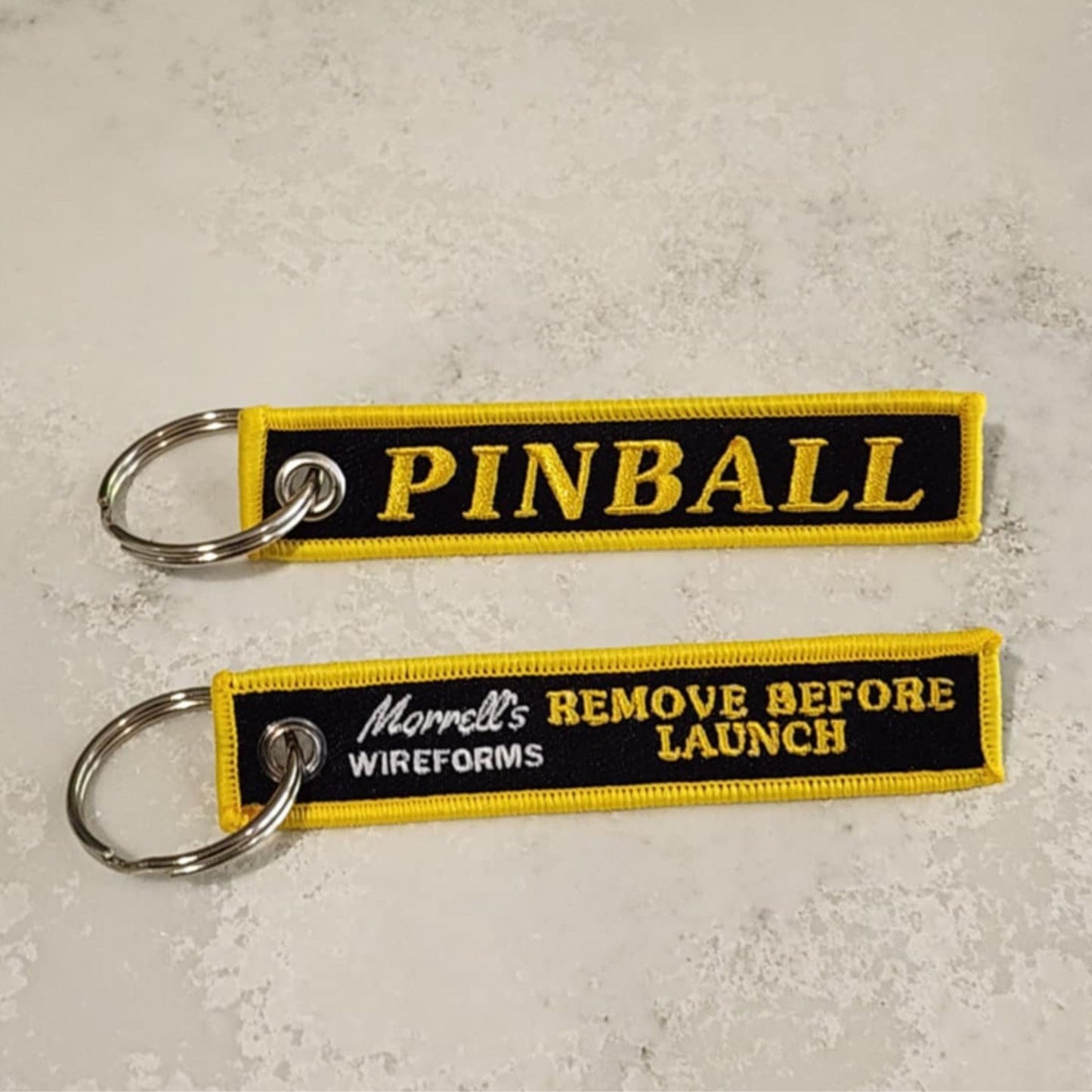 Pinball Key Tag - Mini - Black & Yellow - Remove Before Launch